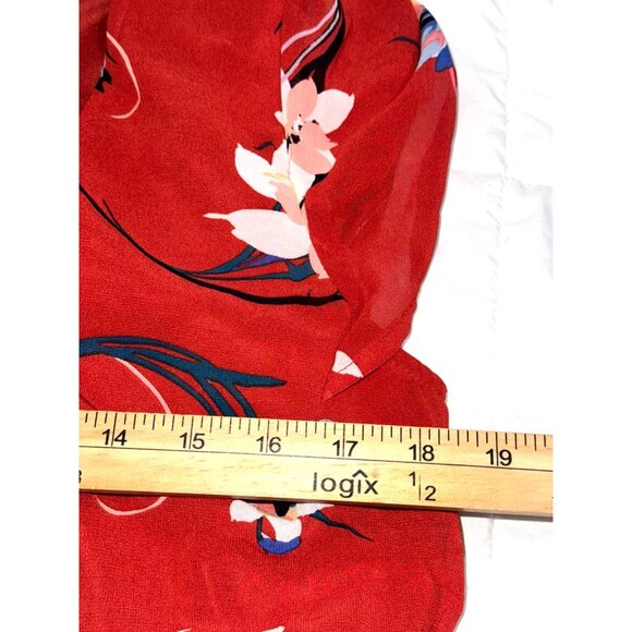 Red Floral Wrap Midi Dress With Flutter Sleeves By Row A - Size M - Picture 5 of 6